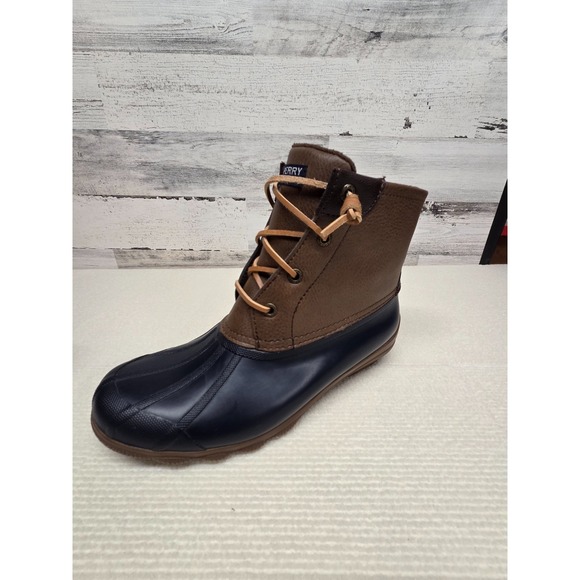 SPERRY Top-sider Saltwater Brown Leather Waterproof Rubber Duck Boots Womens 7.5 - Picture 3 of 8